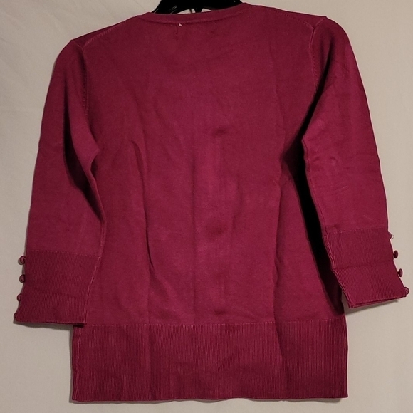 GRACE Elements Fuschia 3/4 Sleeve Cardigan Sweater - Picture 2 of 12